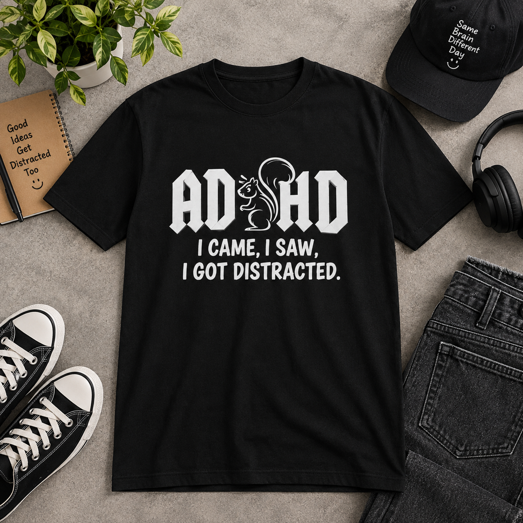 T-Shirt - ADHD I Came, I Saw, I Got Distracted Funny Awareness Tee
