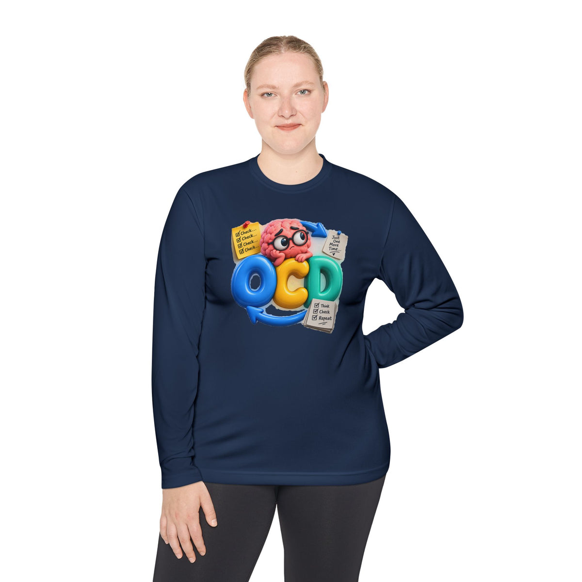OCD Brain Cartoon Long Sleeve Tee - Cute Mental Health Awareness Shirt