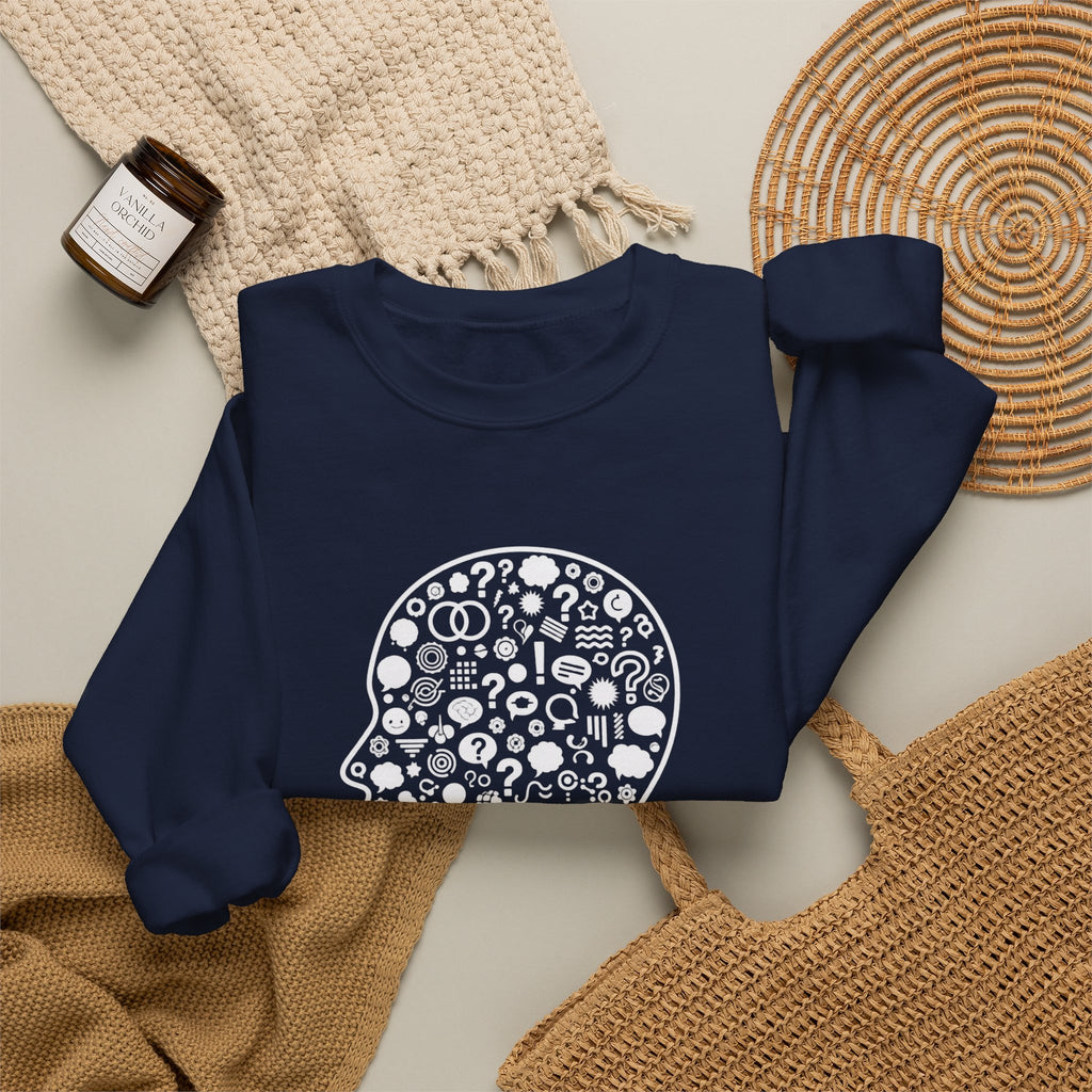 Crewneck Sweatshirt - "Too Many Thoughts, Not Much to Say" Graphic