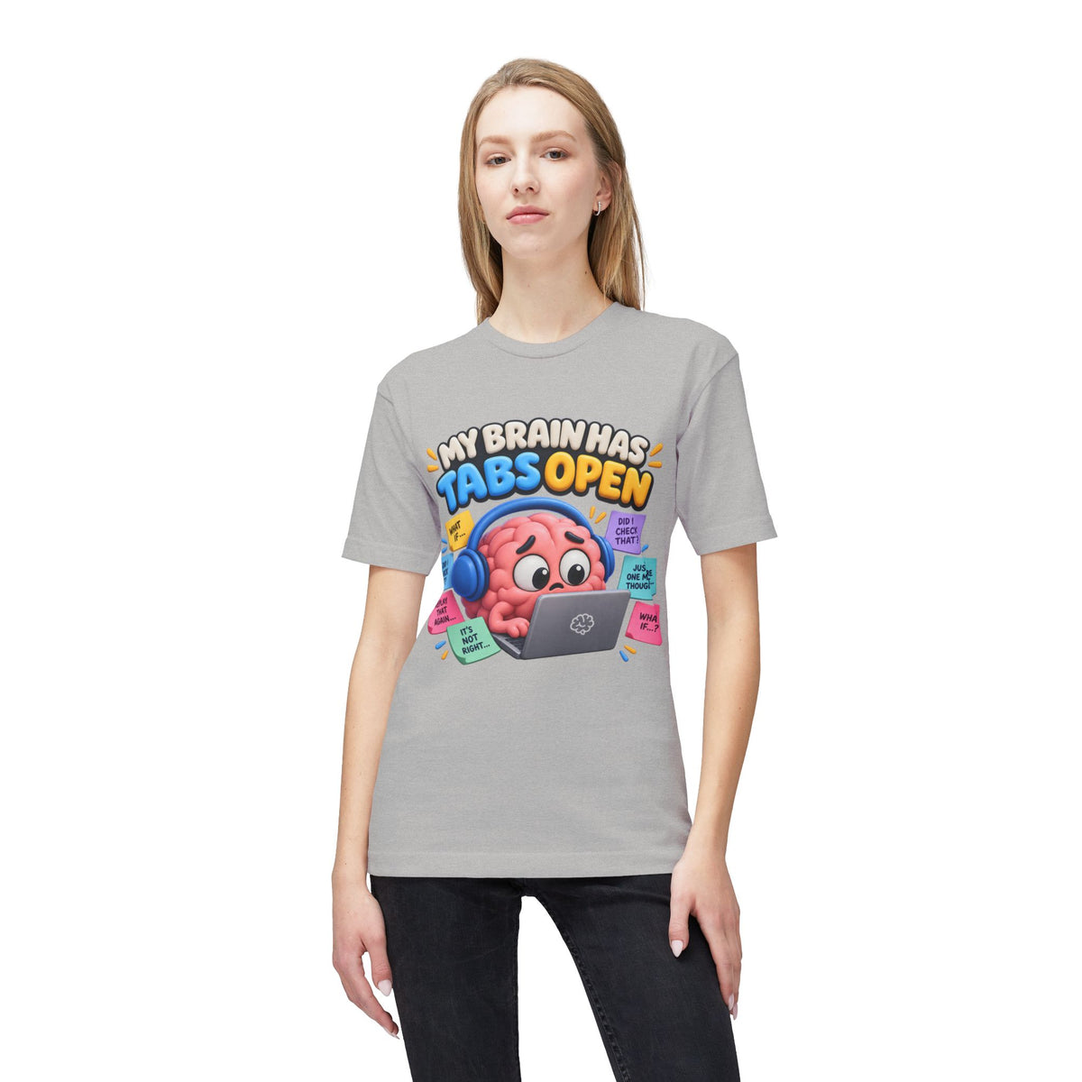 My Brain Has Tabs Open T-Shirt - Funny Multitasking Brain Laptop Tee