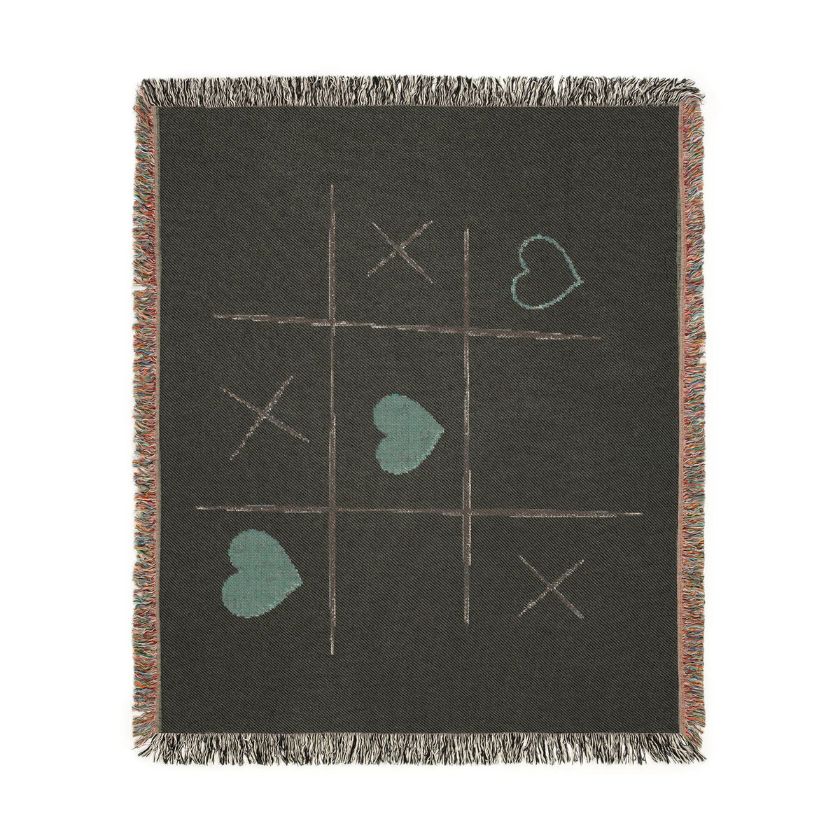 Tic-Tac-Love Woven Throw Blanket - Cozy Heart Tic-Tac-Toe Design