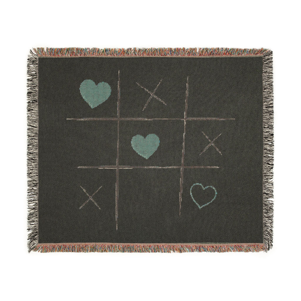 Tic-Tac-Love Woven Throw Blanket - Cozy Heart Tic-Tac-Toe Design