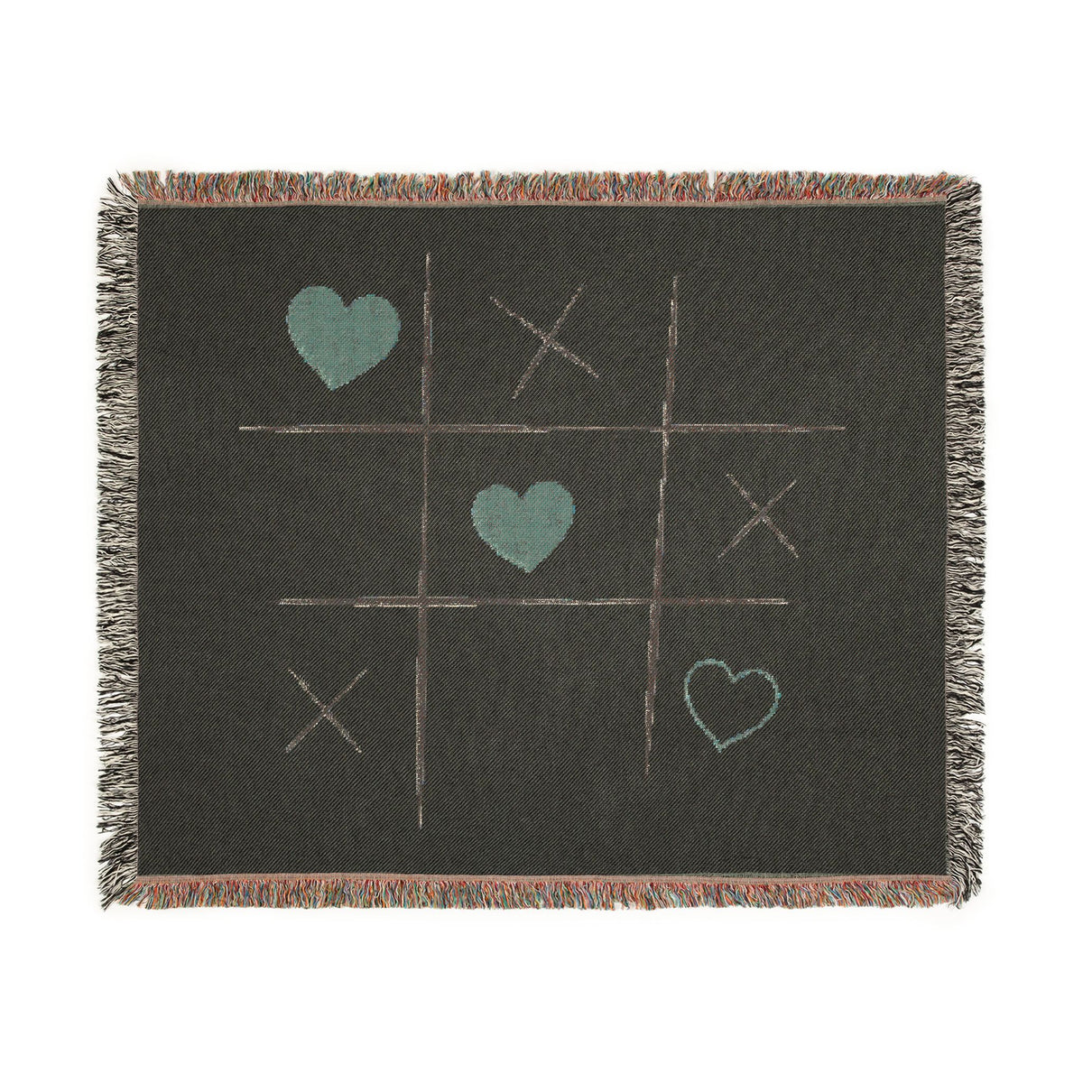 Tic-Tac-Love Woven Throw Blanket - Cozy Heart Tic-Tac-Toe Design