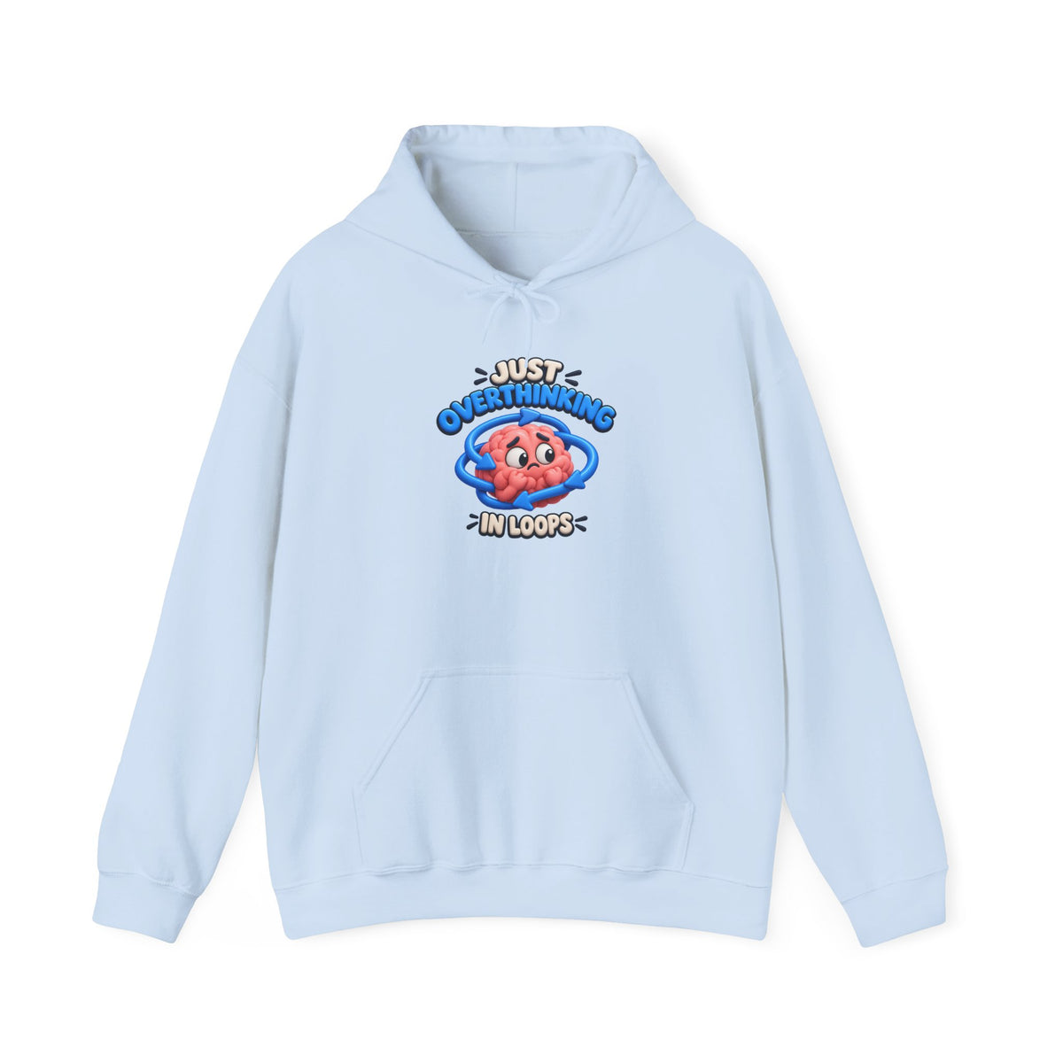 Overthinking Brain Hoodie - "Just Overthinking in Loops" Graphic Sweatshirt