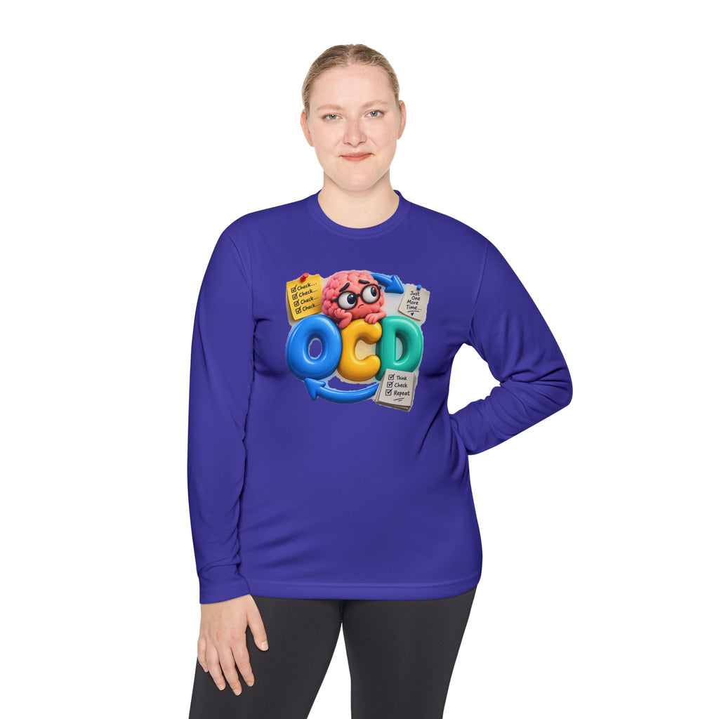 OCD Brain Cartoon Long Sleeve Tee - Cute Mental Health Awareness Shirt