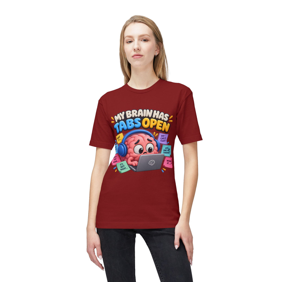 My Brain Has Tabs Open T-Shirt - Funny Multitasking Brain Laptop Tee