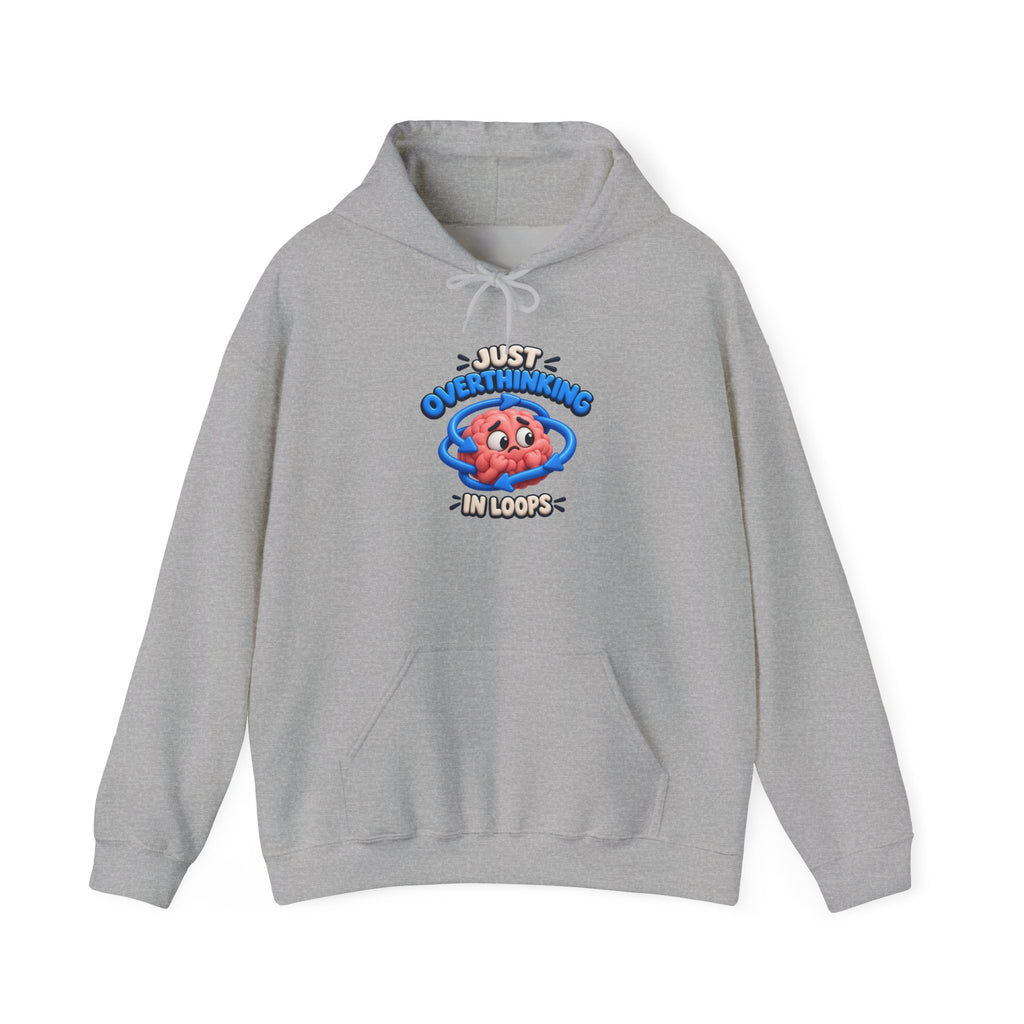 Overthinking Brain Hoodie - "Just Overthinking in Loops" Graphic Sweatshirt