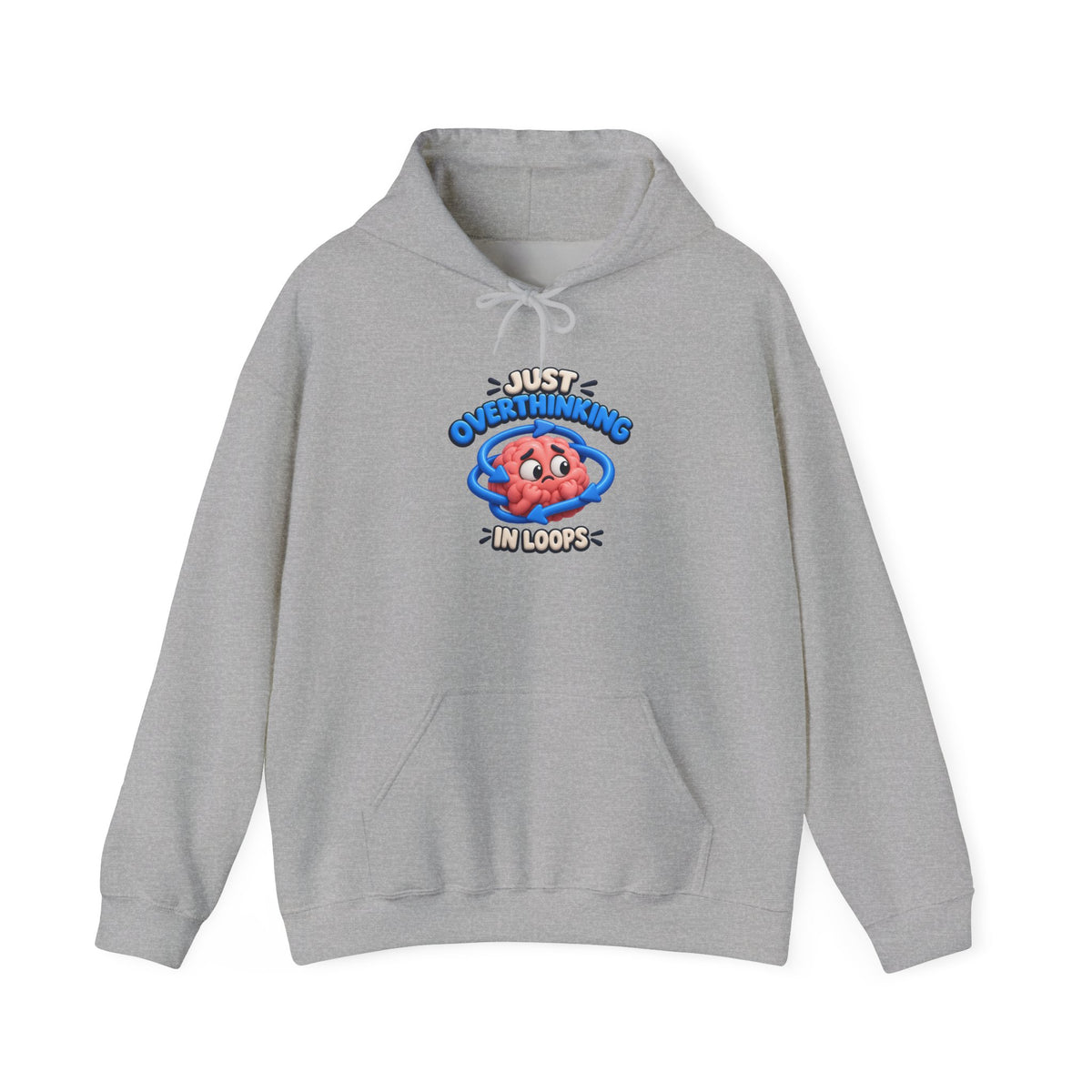 Overthinking Brain Hoodie - "Just Overthinking in Loops" Graphic Sweatshirt