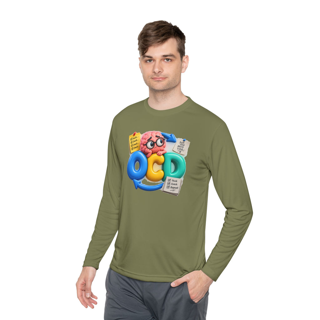 OCD Brain Cartoon Long Sleeve Tee - Cute Mental Health Awareness Shirt