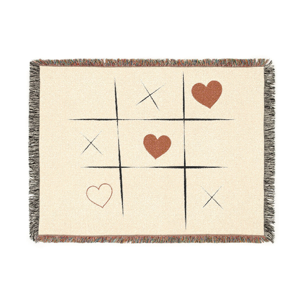 Tic-Tac-Love Woven Throw Blanket - Cozy Heart Tic-Tac-Toe Design