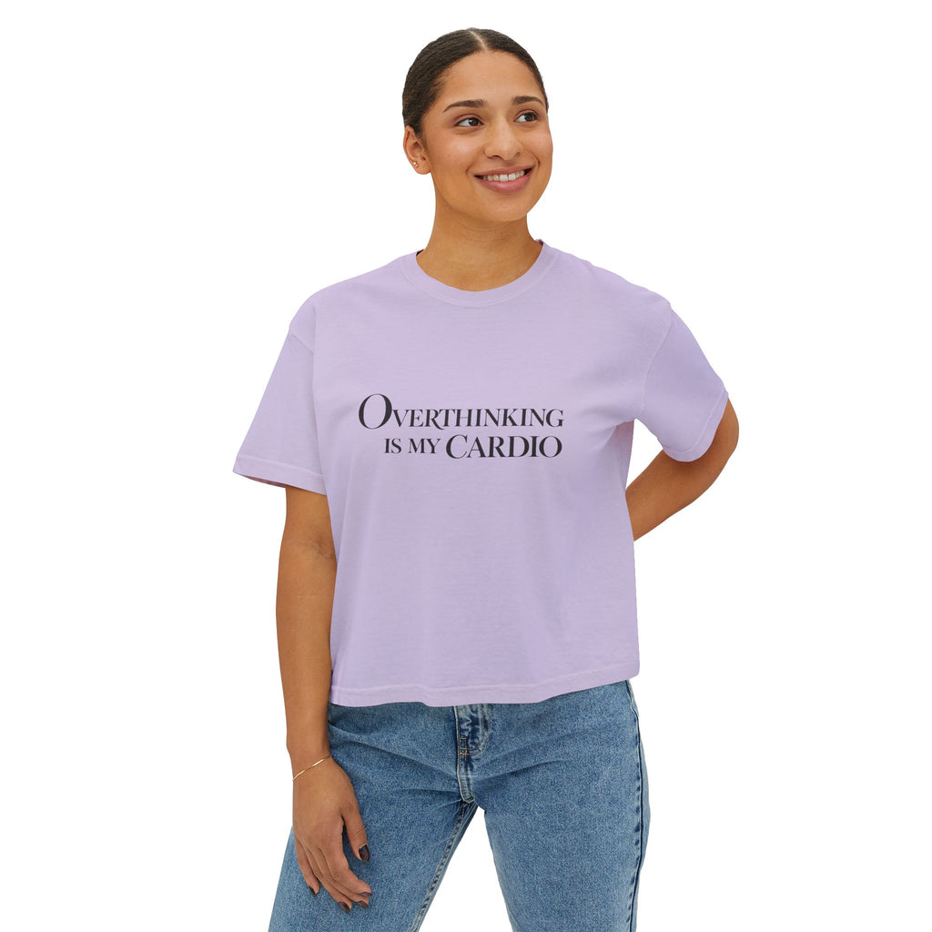Overthinking Is My Cardio Boxy Tee - Women's Graphic Crop T-Shirt