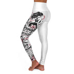 High-Waisted Yoga Leggings - Feminine Script & Pink Butterfly Motivational Design