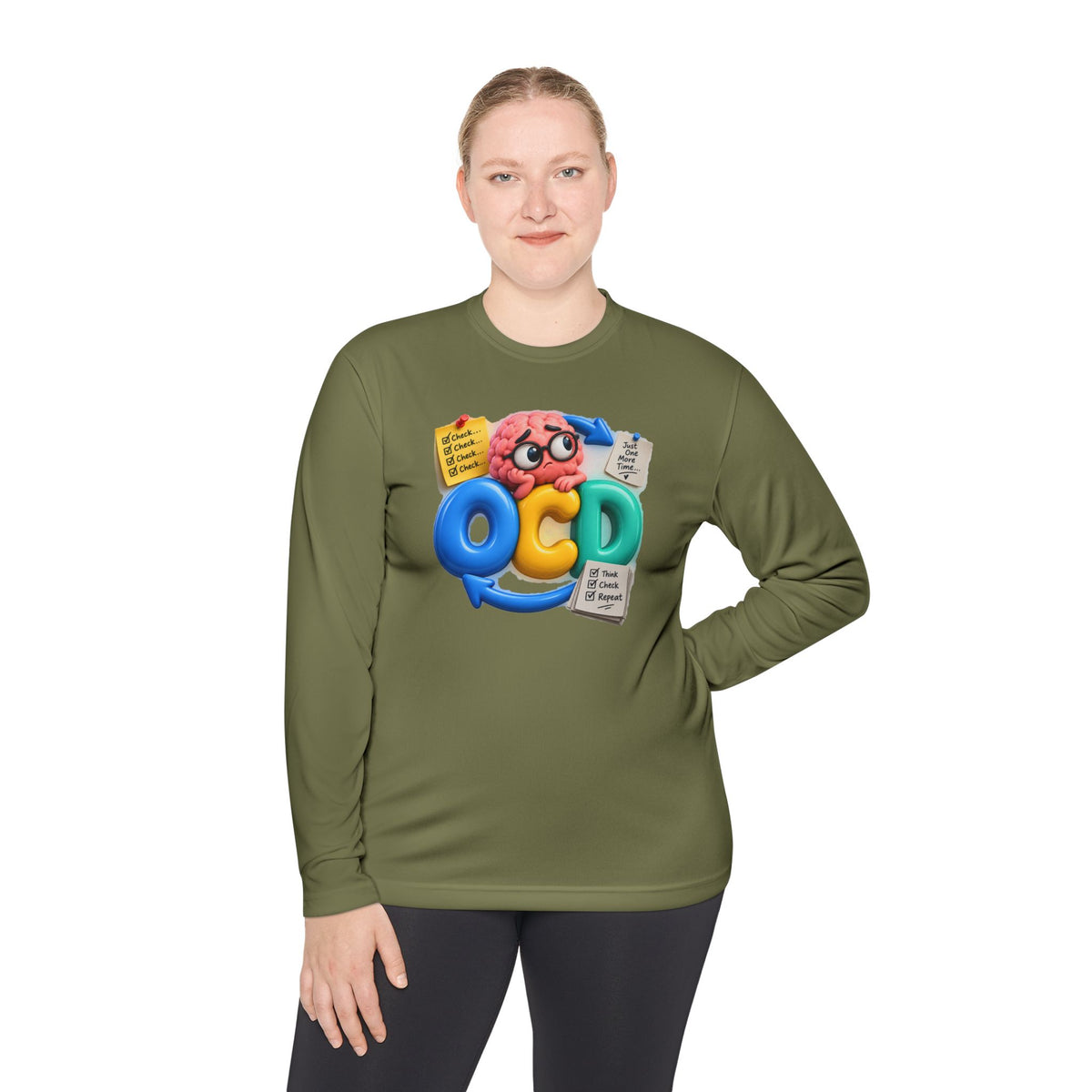 OCD Brain Cartoon Long Sleeve Tee - Cute Mental Health Awareness Shirt