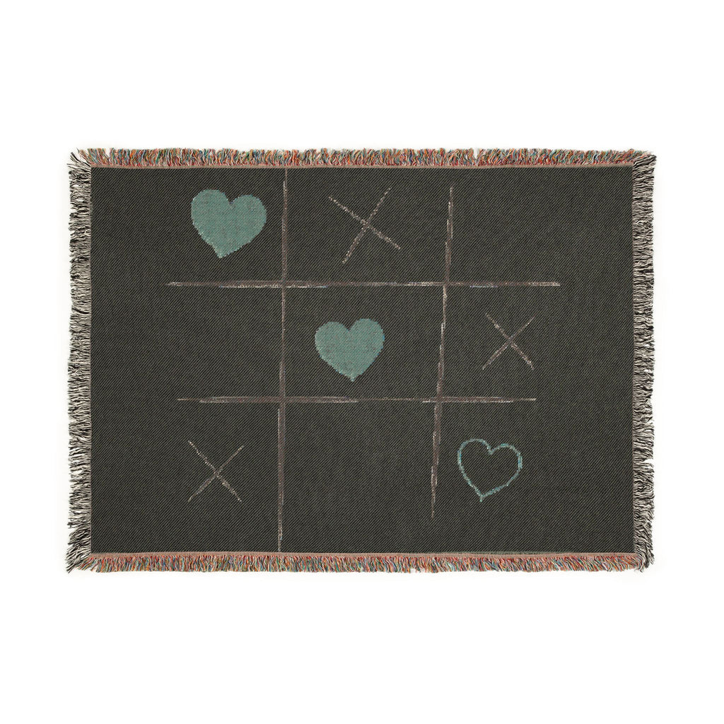 Tic-Tac-Love Woven Throw Blanket - Cozy Heart Tic-Tac-Toe Design