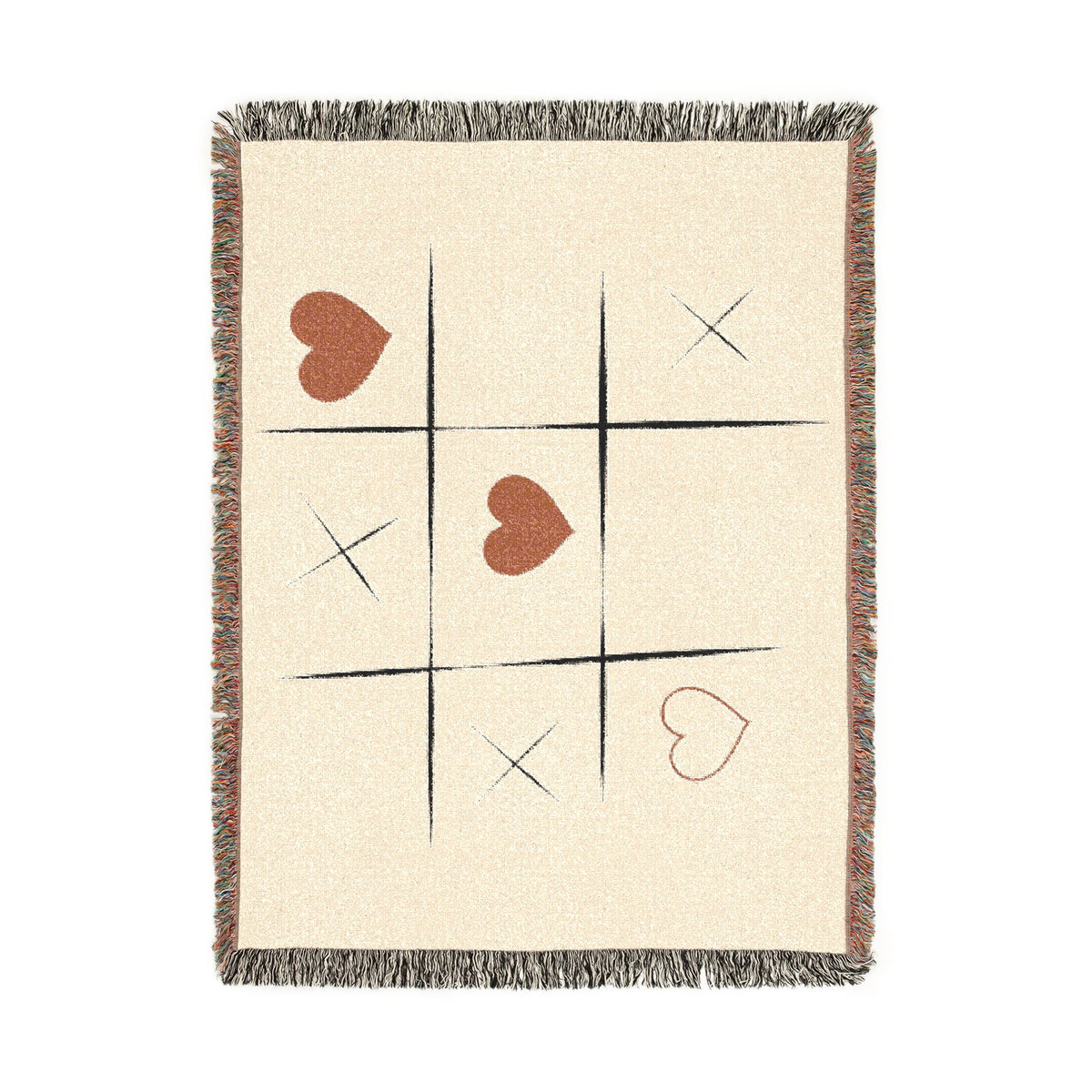 Tic-Tac-Love Woven Throw Blanket - Cozy Heart Tic-Tac-Toe Design