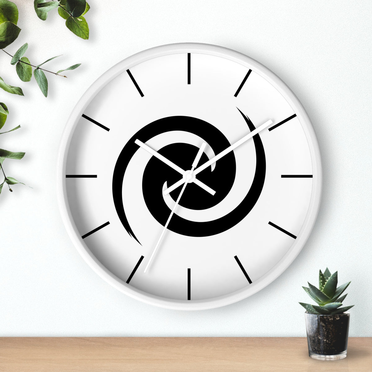 Personalized Minimalist Spiral Wall Clock - Modern Black Swirl Home Decor