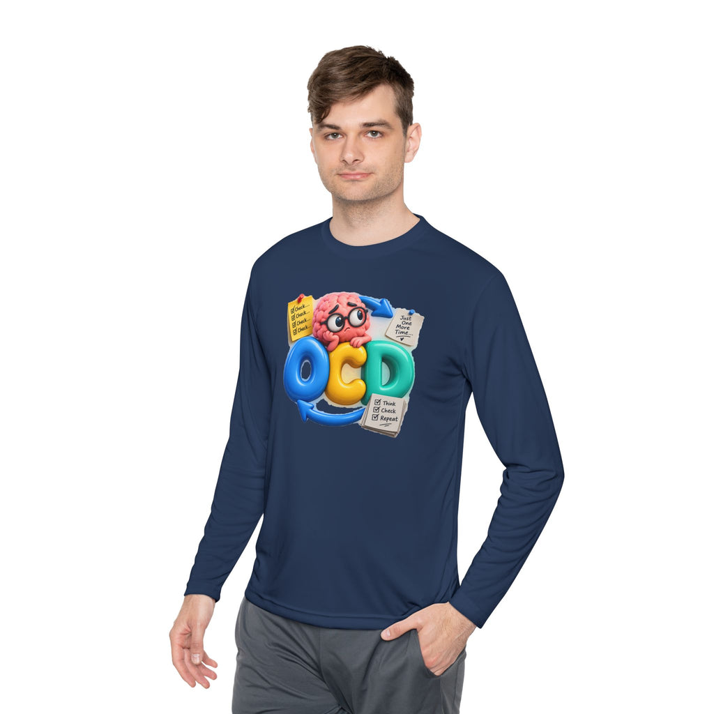 OCD Brain Cartoon Long Sleeve Tee - Cute Mental Health Awareness Shirt