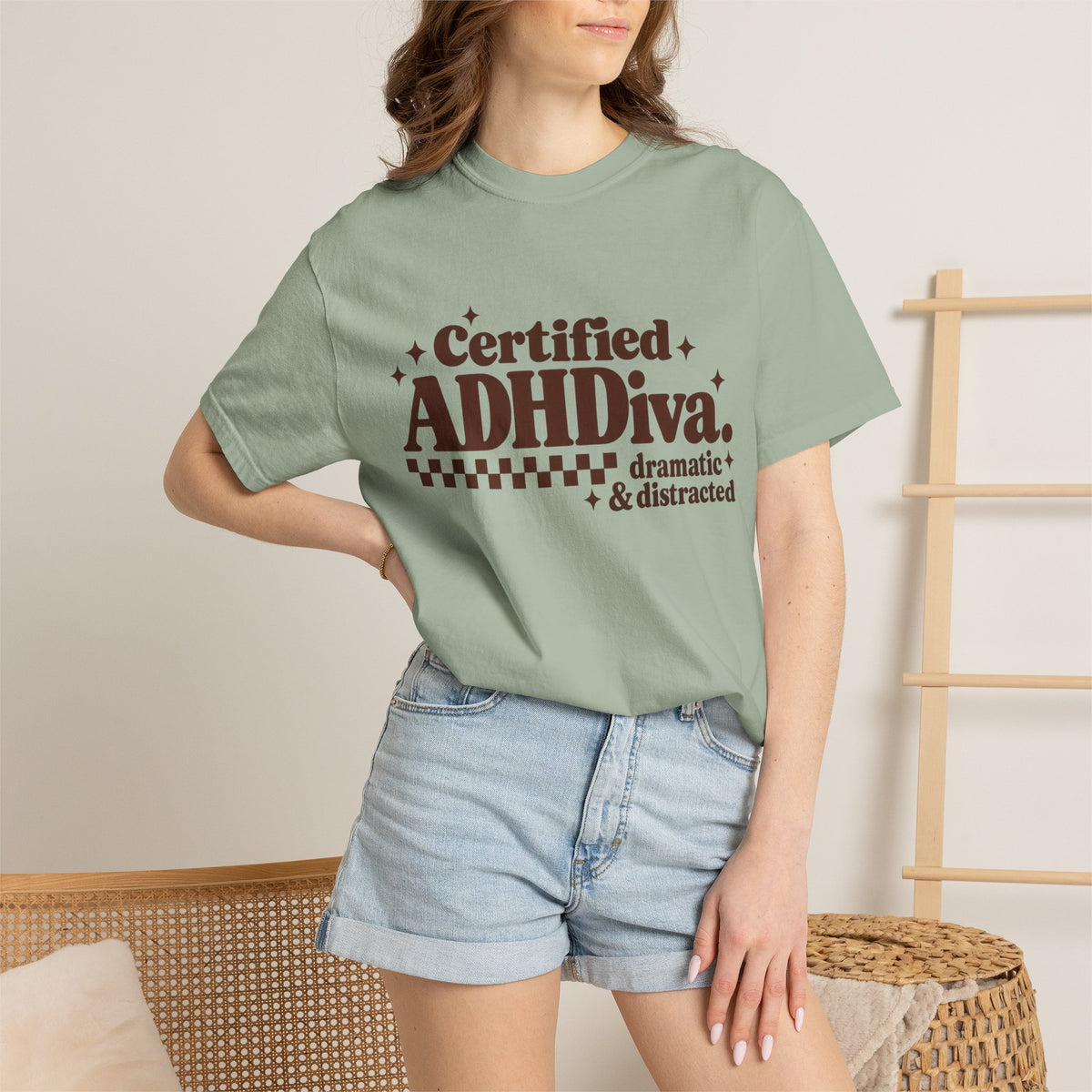 T-Shirt - "Certified ADHDiva: dramatic & distracted" Retro Graphic Tee