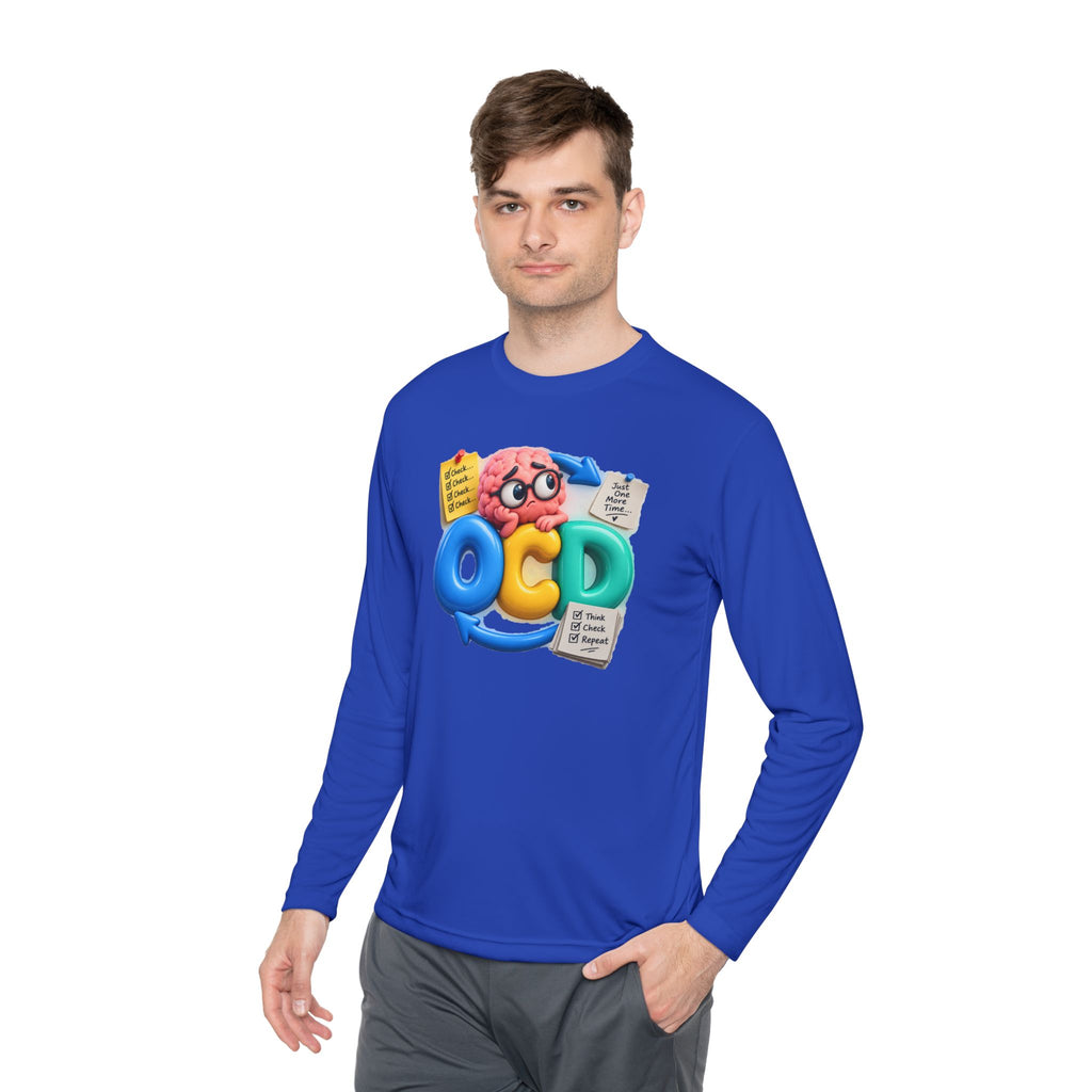 OCD Brain Cartoon Long Sleeve Tee - Cute Mental Health Awareness Shirt