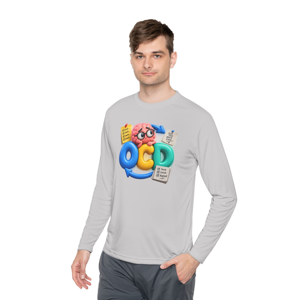 OCD Brain Cartoon Long Sleeve Tee - Cute Mental Health Awareness Shirt