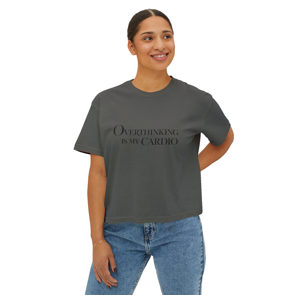 Overthinking Is My Cardio Boxy Tee - Women's Graphic Crop T-Shirt