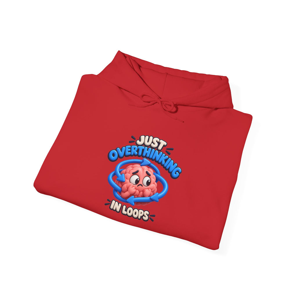 Overthinking Brain Hoodie - "Just Overthinking in Loops" Graphic Sweatshirt