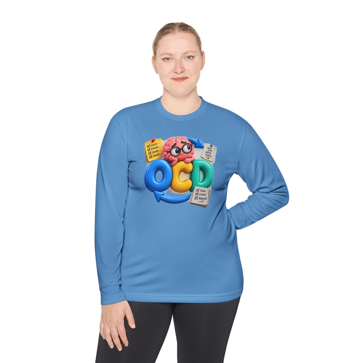 OCD Brain Cartoon Long Sleeve Tee - Cute Mental Health Awareness Shirt