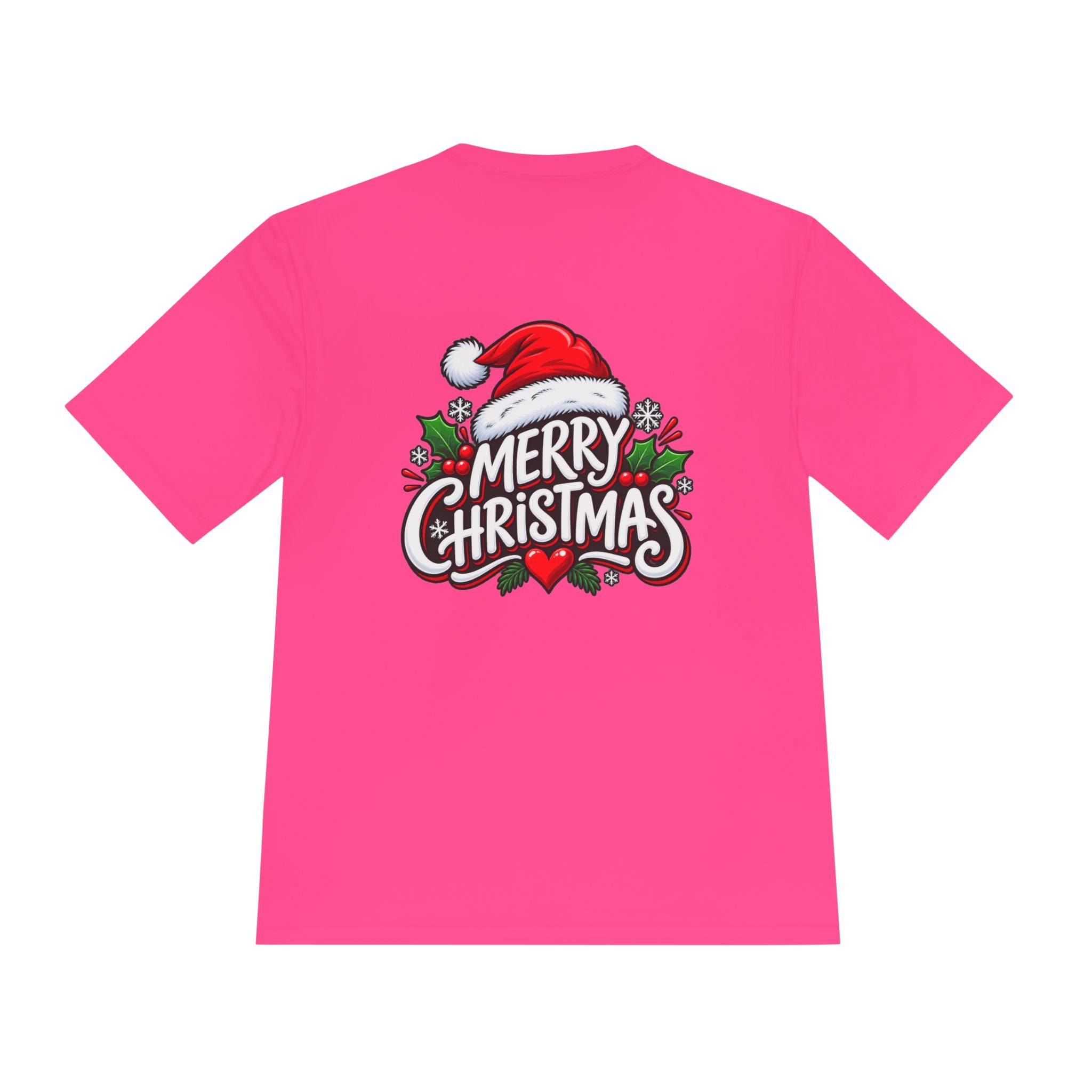 Merry Christmas Tee — Holiday Santa Hat Graphic Moisture-Wicking Shirt