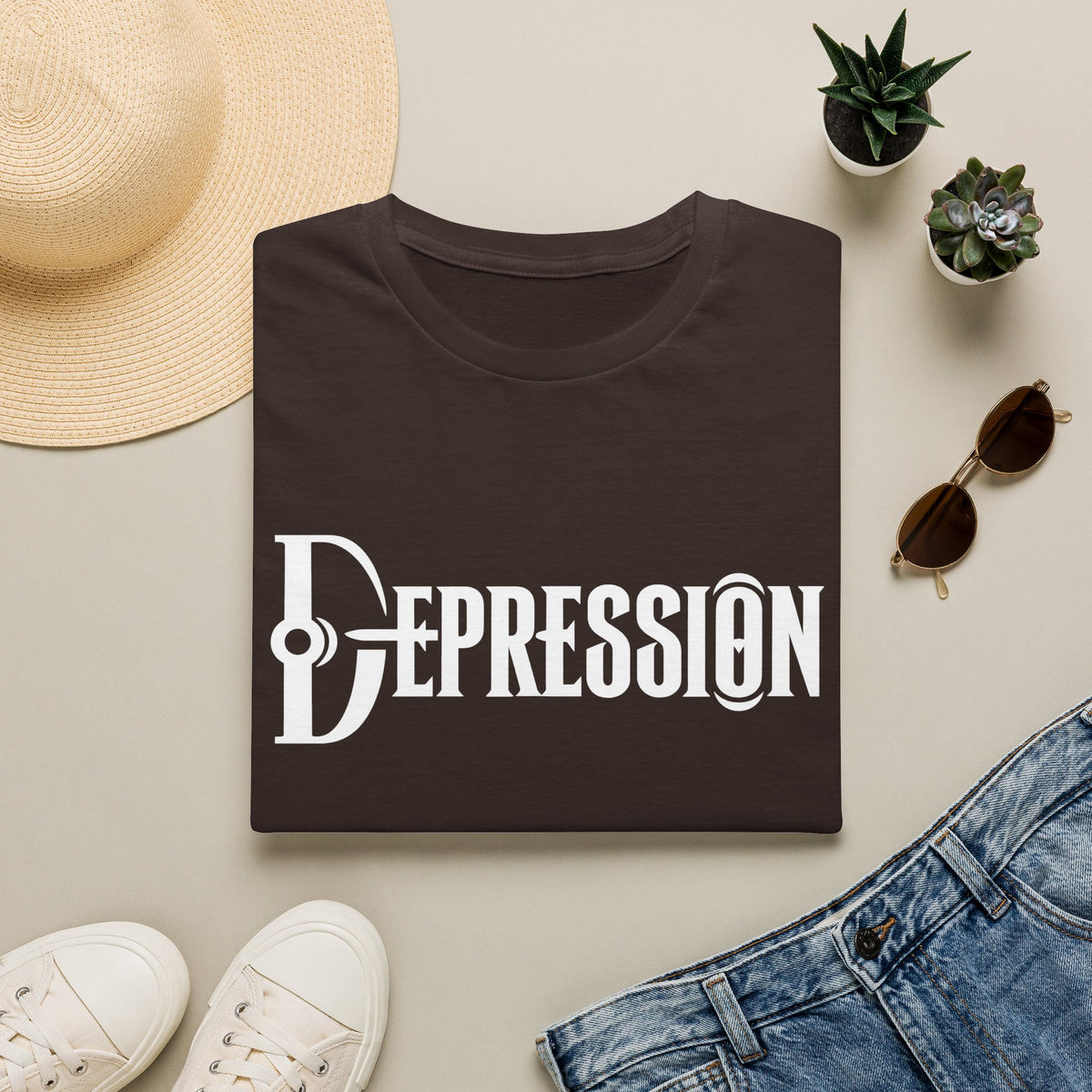Depression Awareness T-Shirt - Stylized Keyhole Typography