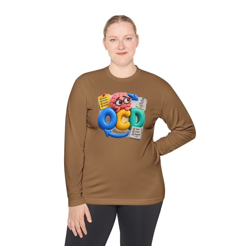 OCD Brain Cartoon Long Sleeve Tee - Cute Mental Health Awareness Shirt