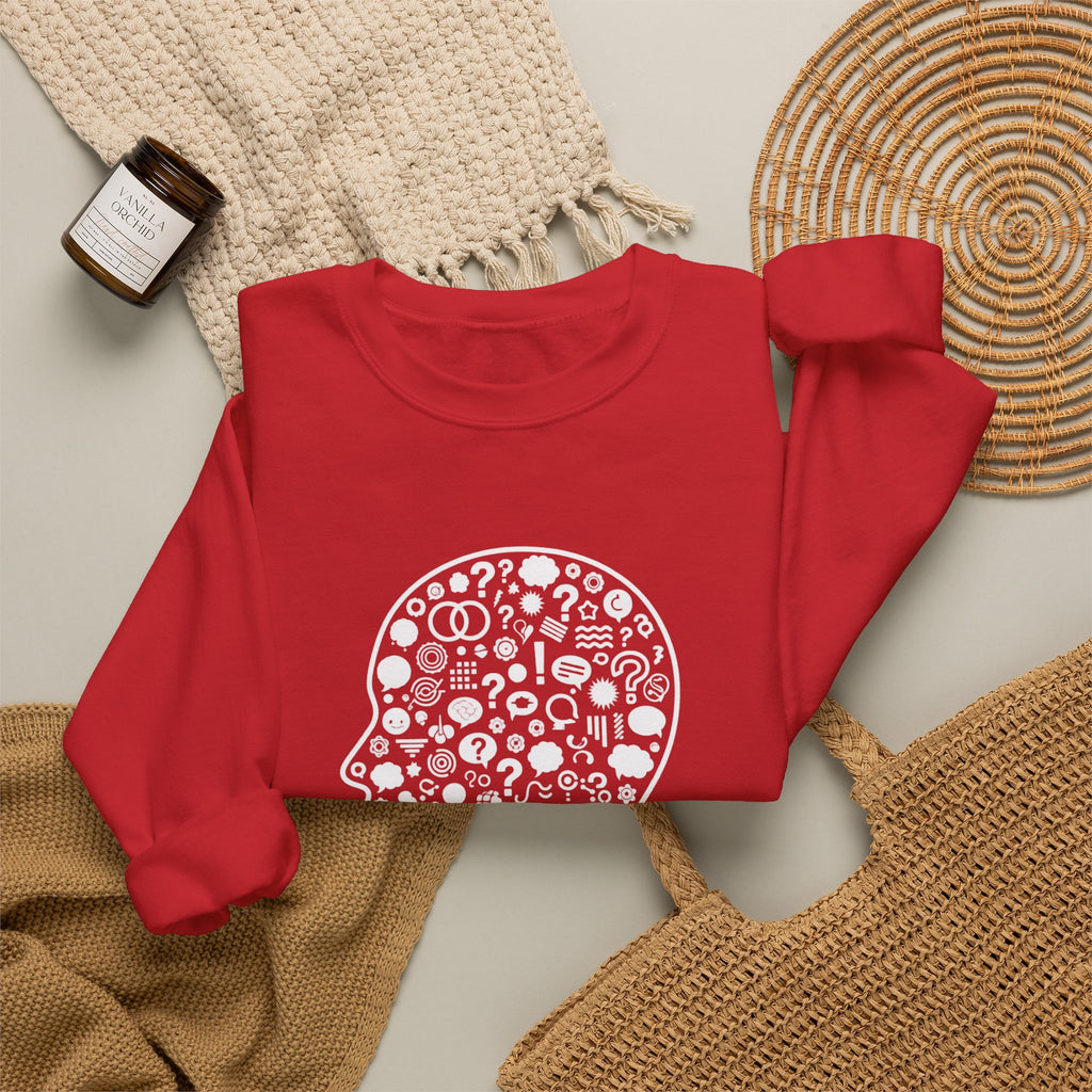 Crewneck Sweatshirt - "Too Many Thoughts, Not Much to Say" Graphic
