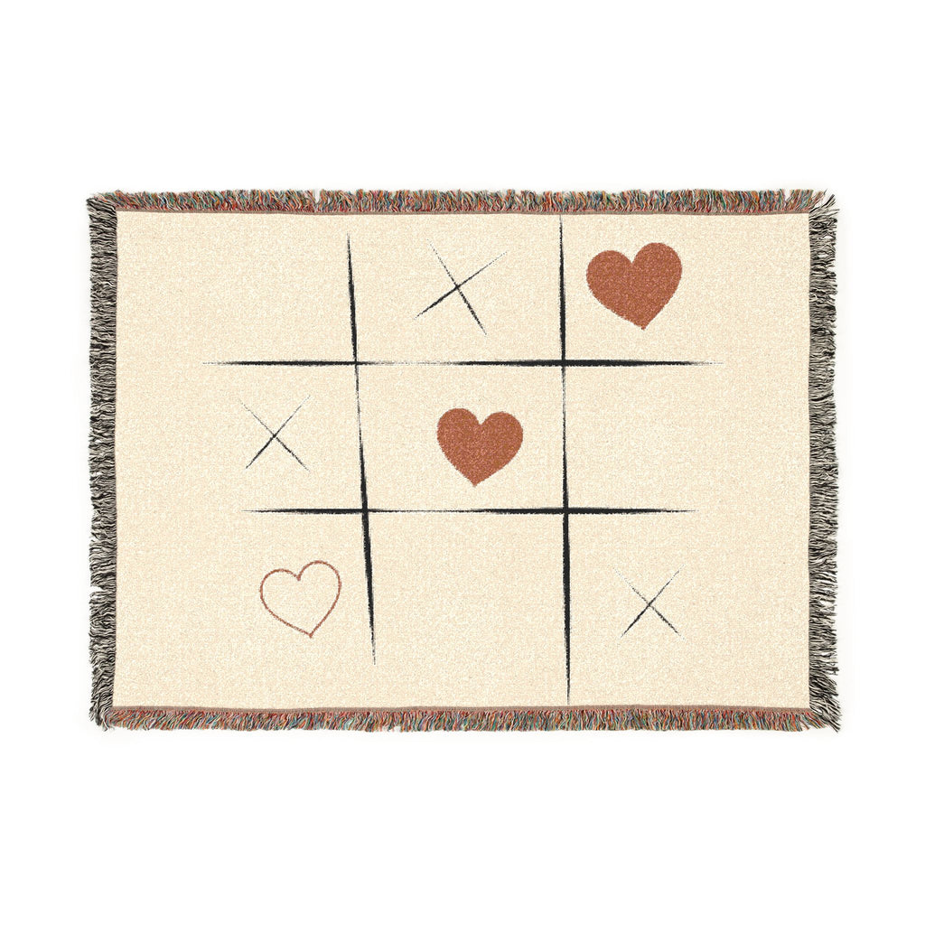 Tic-Tac-Love Woven Throw Blanket - Cozy Heart Tic-Tac-Toe Design