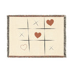 Tic-Tac-Love Woven Throw Blanket - Cozy Heart Tic-Tac-Toe Design