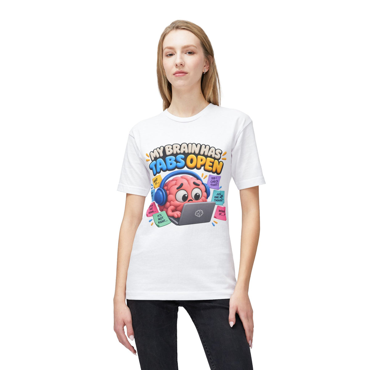 My Brain Has Tabs Open T-Shirt - Funny Multitasking Brain Laptop Tee