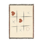 Tic-Tac-Love Woven Throw Blanket - Cozy Heart Tic-Tac-Toe Design