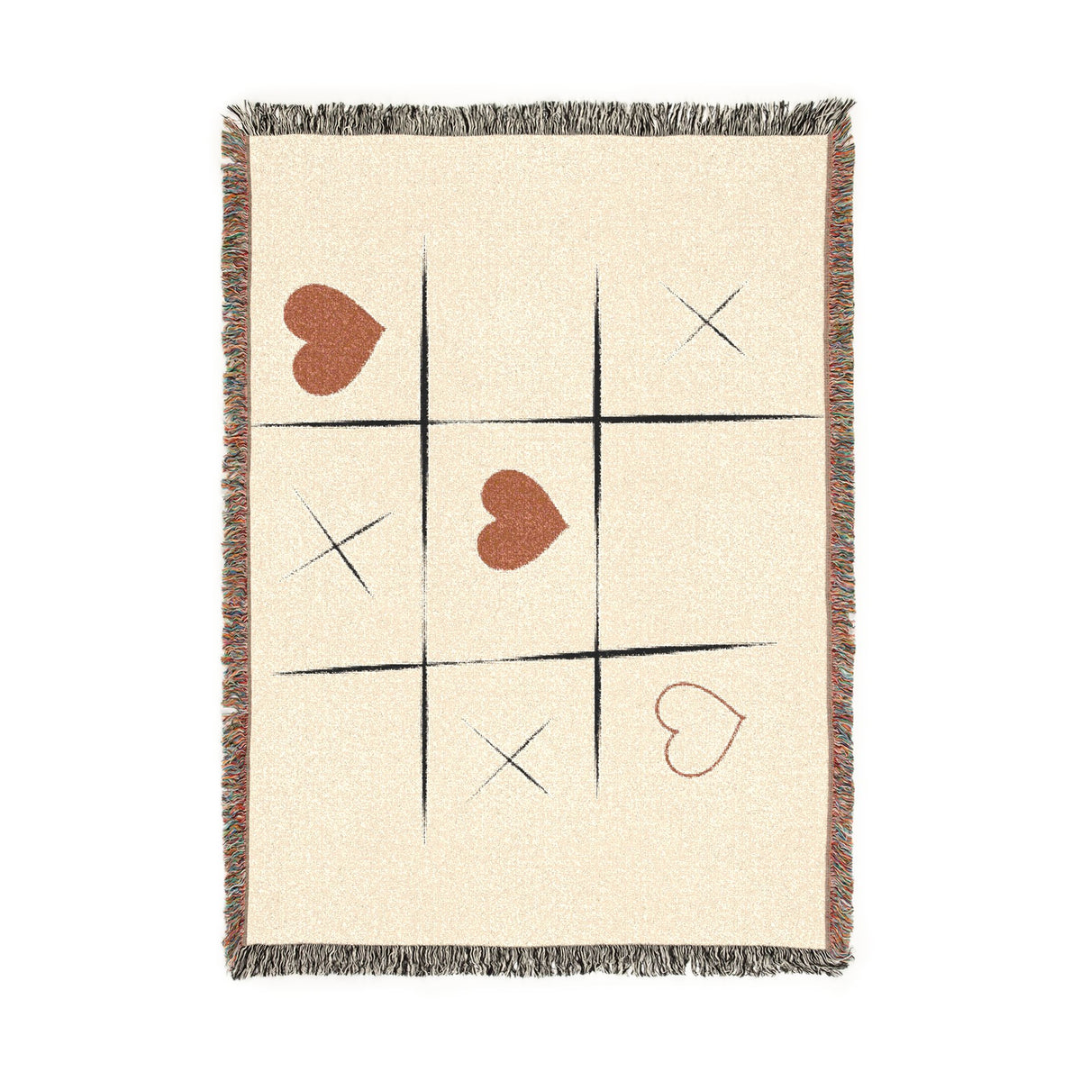 Tic-Tac-Love Woven Throw Blanket - Cozy Heart Tic-Tac-Toe Design