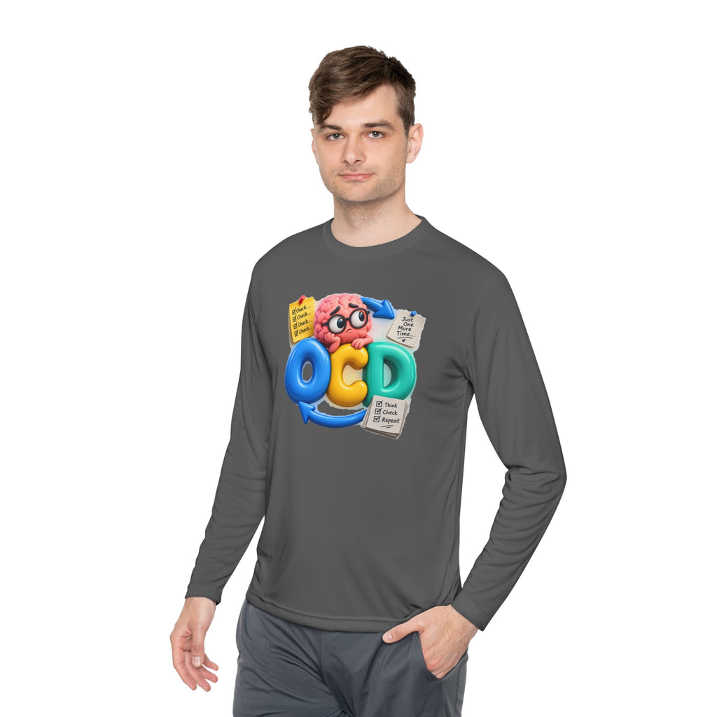 OCD Brain Cartoon Long Sleeve Tee - Cute Mental Health Awareness Shirt