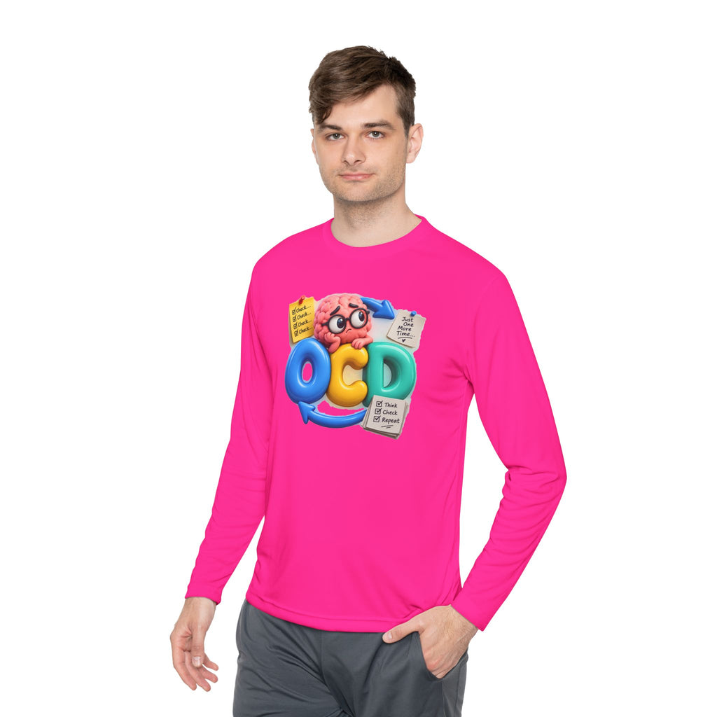 OCD Brain Cartoon Long Sleeve Tee - Cute Mental Health Awareness Shirt