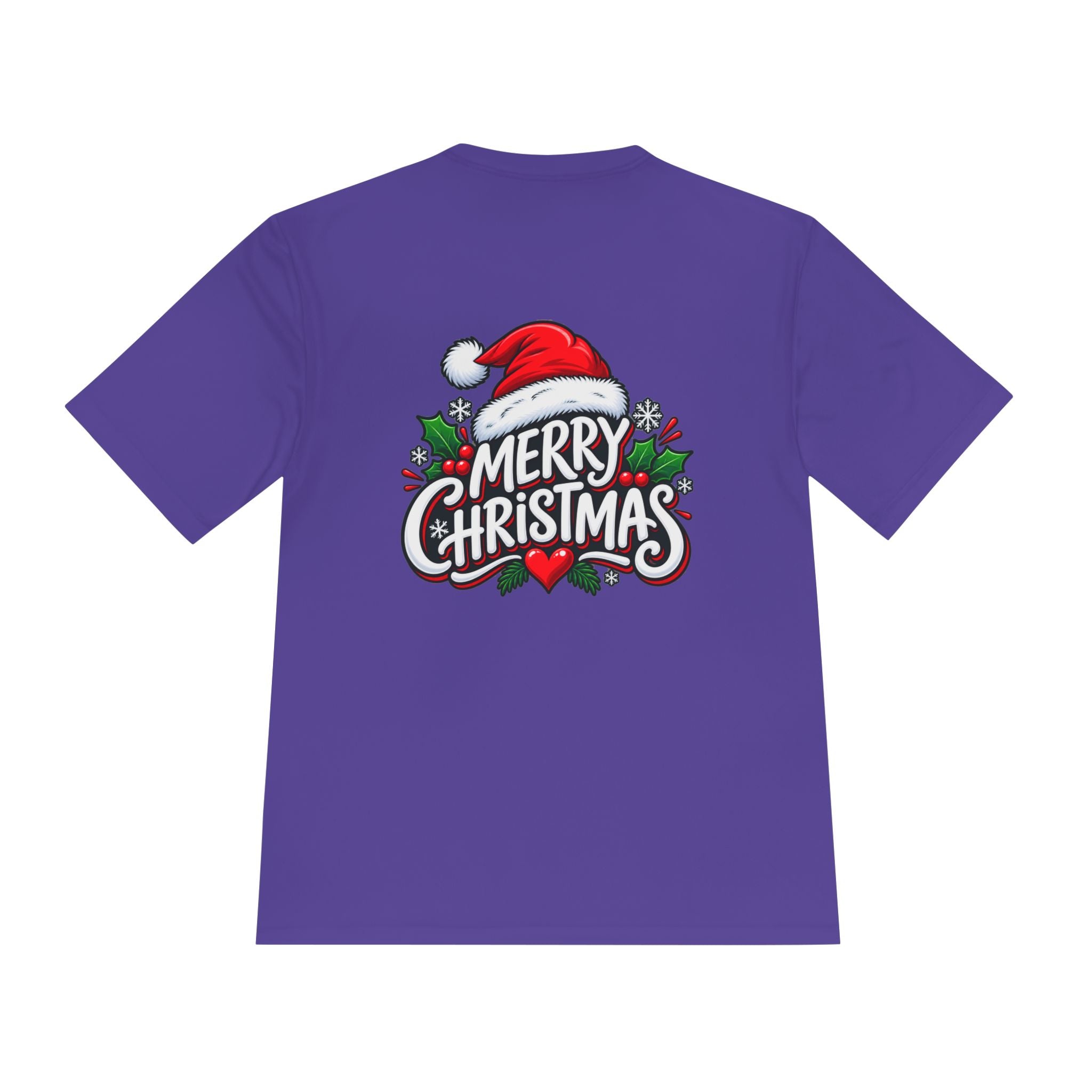 Merry Christmas Tee — Holiday Santa Hat Graphic Moisture-Wicking Shirt