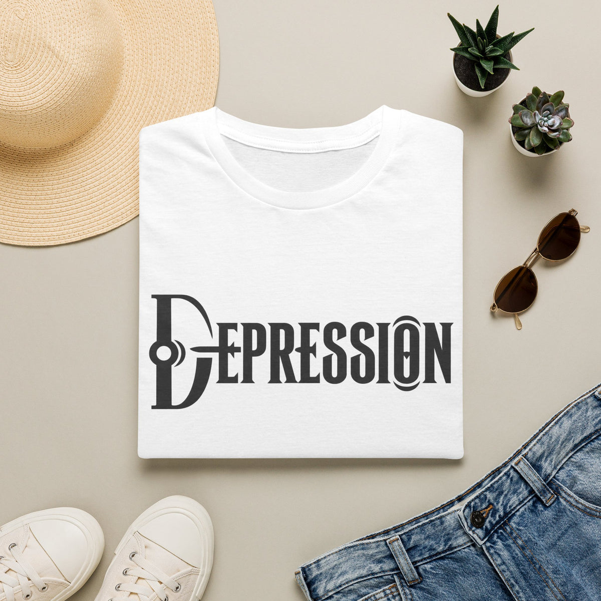 Depression Awareness T-Shirt - Stylized Keyhole Typography