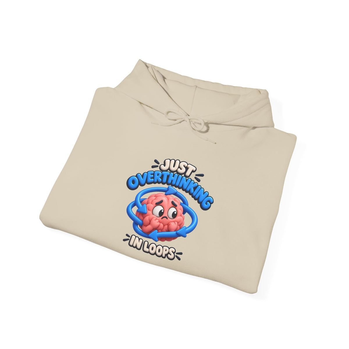 Overthinking Brain Hoodie - "Just Overthinking in Loops" Graphic Sweatshirt