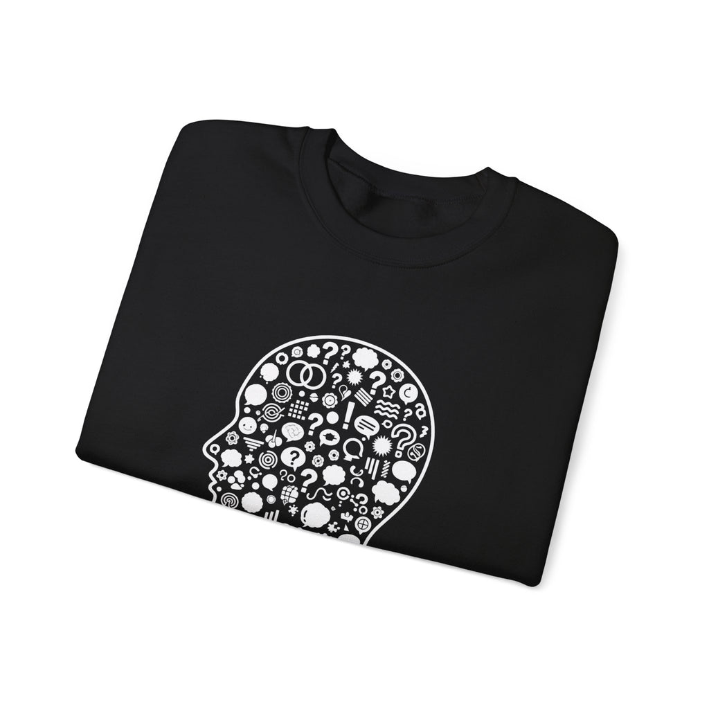 Crewneck Sweatshirt - "Too Many Thoughts, Not Much to Say" Graphic