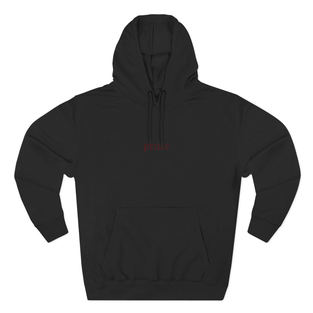Peace Minimalist Hoodie - Small Gothic Text Chest Print
