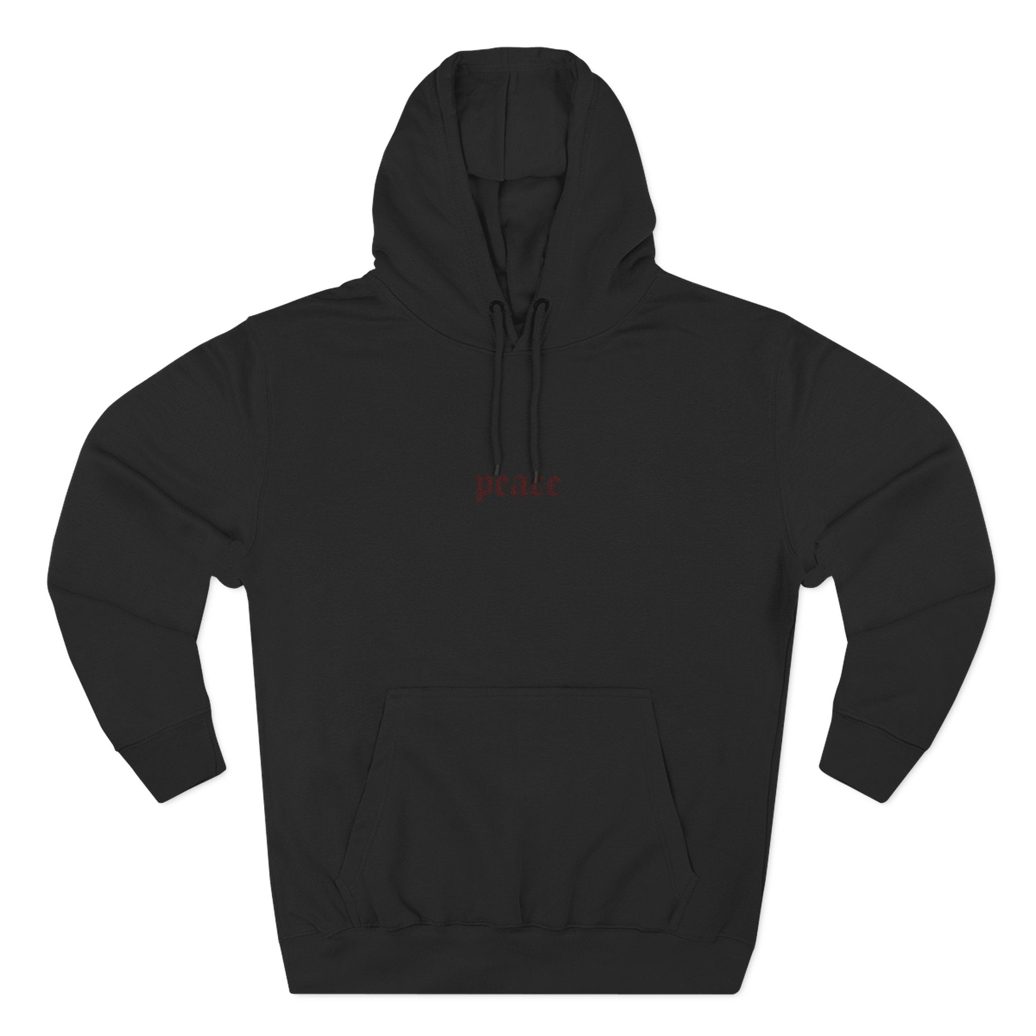 Peace Minimalist Hoodie - Small Gothic Text Chest Print