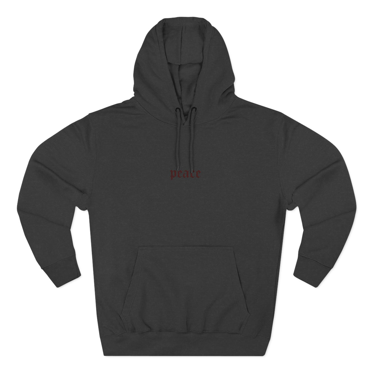 Peace Minimalist Hoodie - Small Gothic Text Chest Print